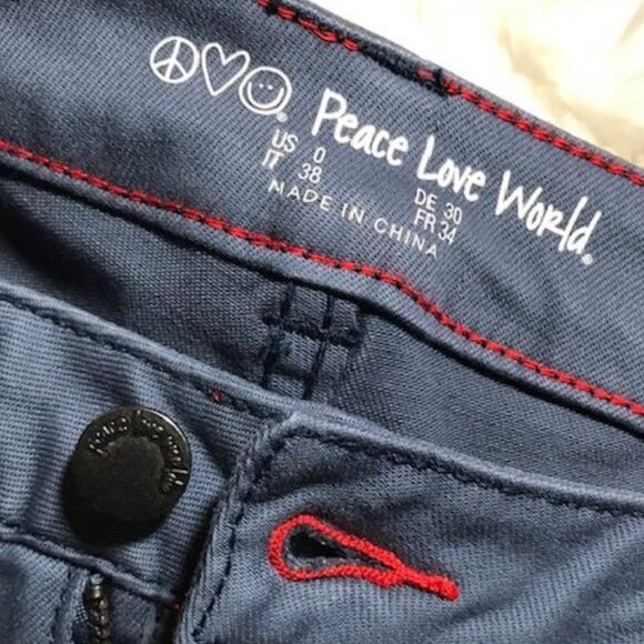 NWOT Peace Love World Dusty Blue Front Slit Top Stitch Seamed Stretch Jean - Picture 11 of 13